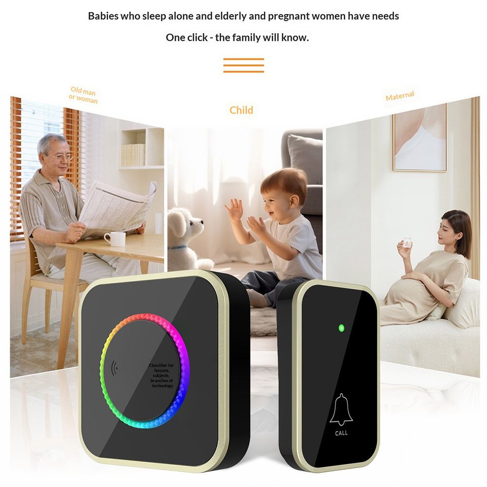 M488 433.92MHz Wireless Doorbell 150-200m Range 45 Ringtones Cordless Doorbell Kit, 1 Bell + 1 Transmitter