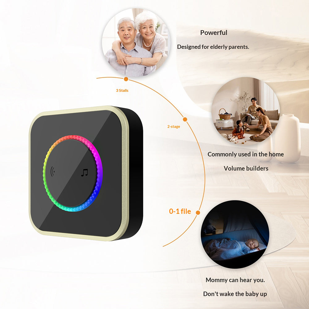 M488 433.92MHz Wireless Doorbell 150-200m Range 45 Ringtones Cordless Doorbell Kit, 2 Bells + 1 Transmitter