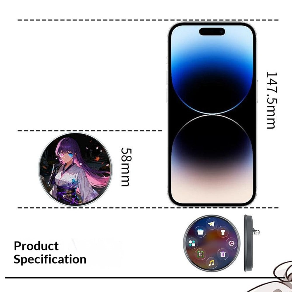 BW01 Electronic Badge 1.85 Inch Touchscreen Bluetooth-compatible Anime Display Brooch Pin for Cosplay Events