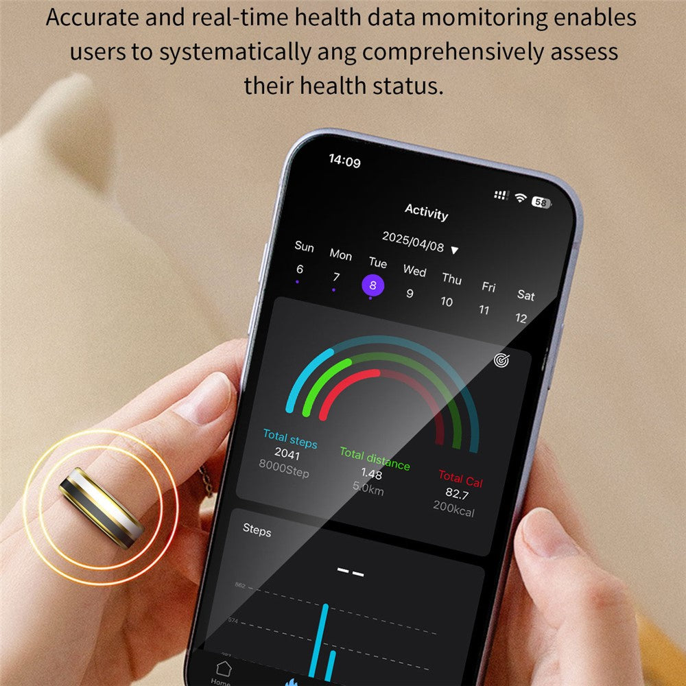 SY03 Smart Ring Health Monitor Enamel IP68 Waterproof Heart Rate Blood Oxygen Sleep Tracker with Charging Case