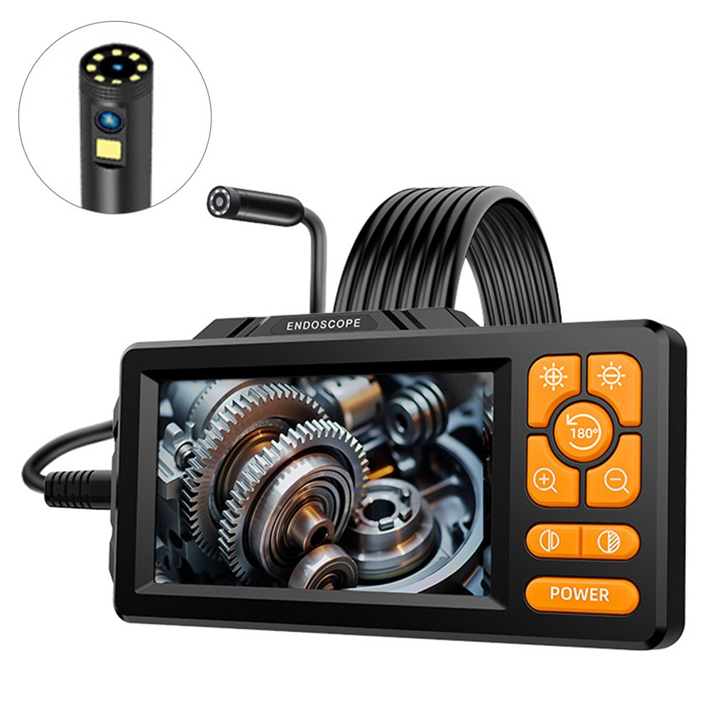 HD813 4.3 Inch Industrial Endoscope with 1m Hard Wire 1080P HD Camera Dual Lens 8mm Digital Borescope for Automotive Pipe Inspection