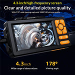 HD813 4.3 Inch Industrial Endoscope with 5m Hard Wire 1080P HD Camera Dual Lens 8mm Digital Borescope for Automotive Pipe Inspection