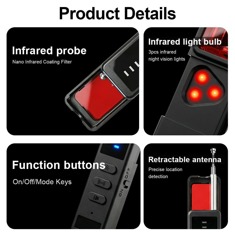 DT01 Wireless Signal Detector Hidden Camera Locator Anti-Spy RF Bug Finder GPS Tracker Detector
