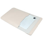 S112 3-in-1 Multifunctional PU Leather Laptop Sleeve with Magnetic Wireless 15W Fast Charging Pad Stand for Phone Earbuds
