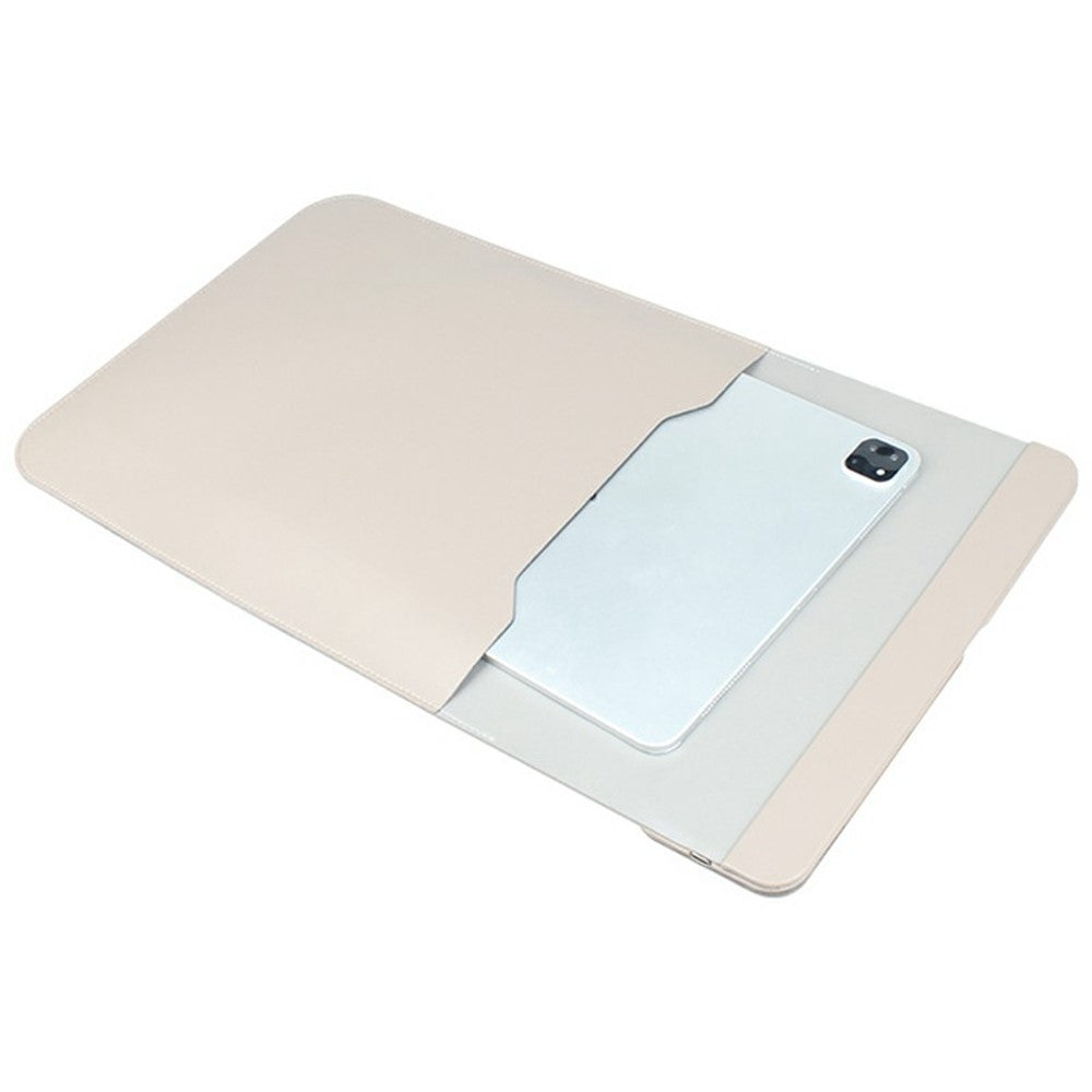 S112 3-in-1 Multifunctional PU Leather Laptop Sleeve with Magnetic Wireless 15W Fast Charging Pad Stand for Phone Earbuds