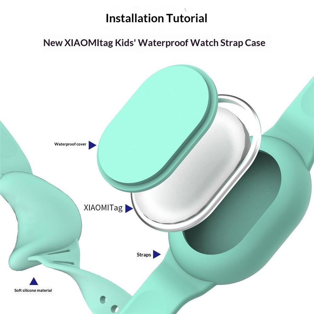 For Xiaomi Tag Silicone Watch Strap Kids Waterproof Adjustable Protective Case Band