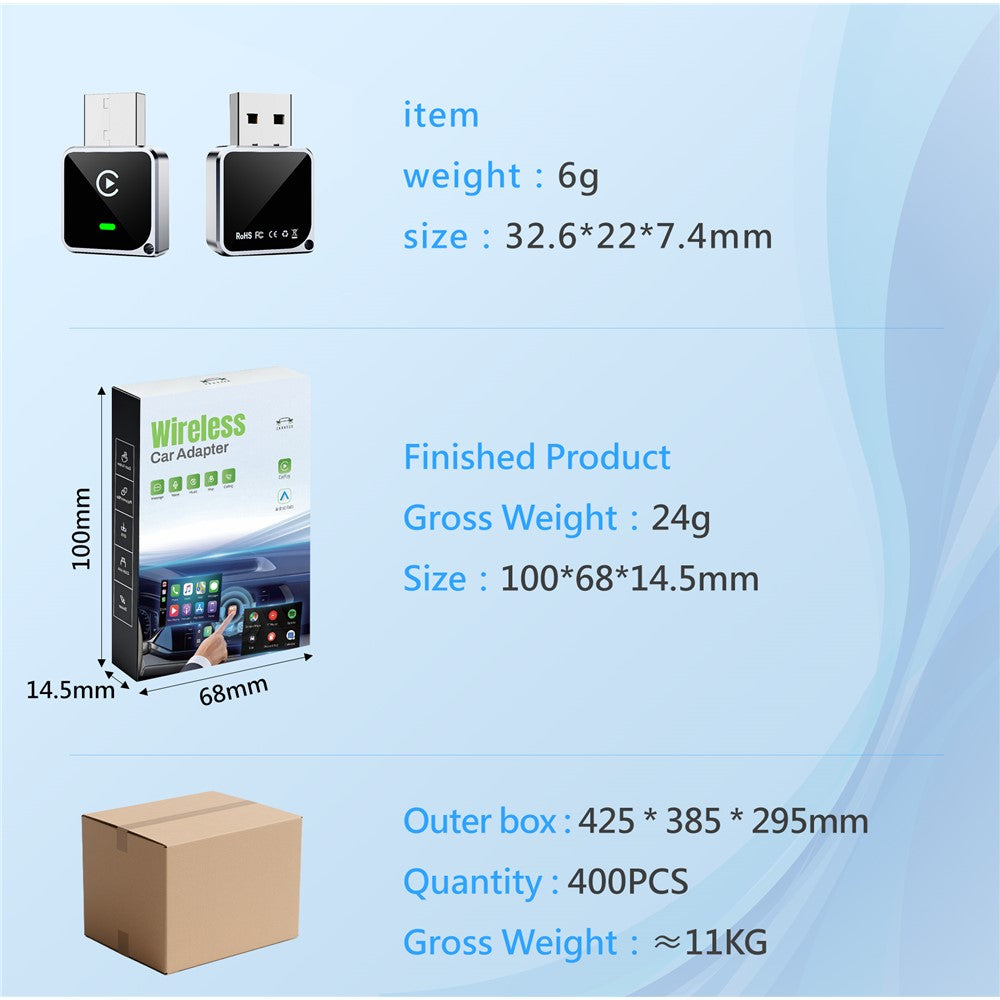 CM102 Wireless CarPlay Adapter Android Auto Converter 2-in-1 WiFi 6 Bluetooth-compatible 5.3 USB Adapter for Car