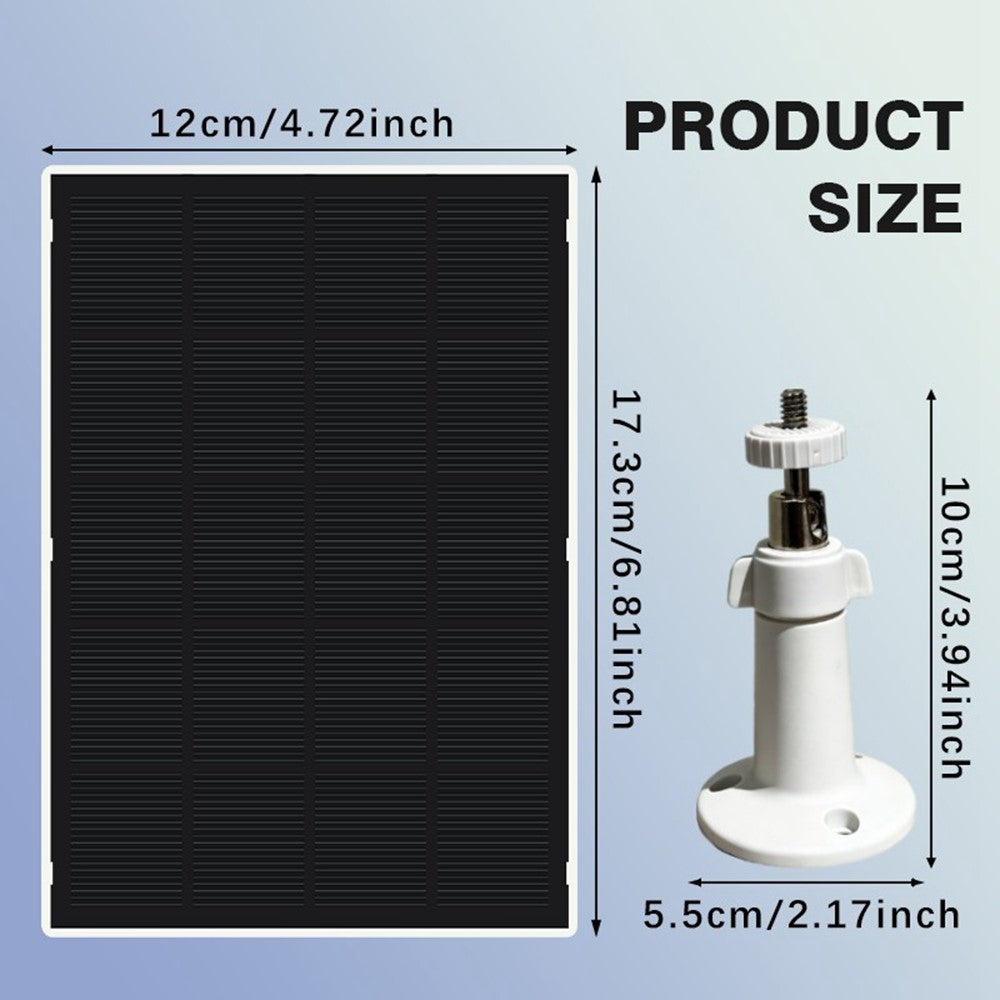 2W 5V Solar Panel 22.5% Efficiency Type-C Charging Board for Security Camera Monitoring