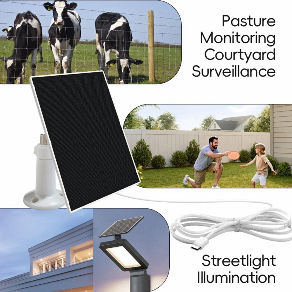 2W 5V Solar Panel 22.5% Efficiency Type-C Charging Board for Security Camera Monitoring