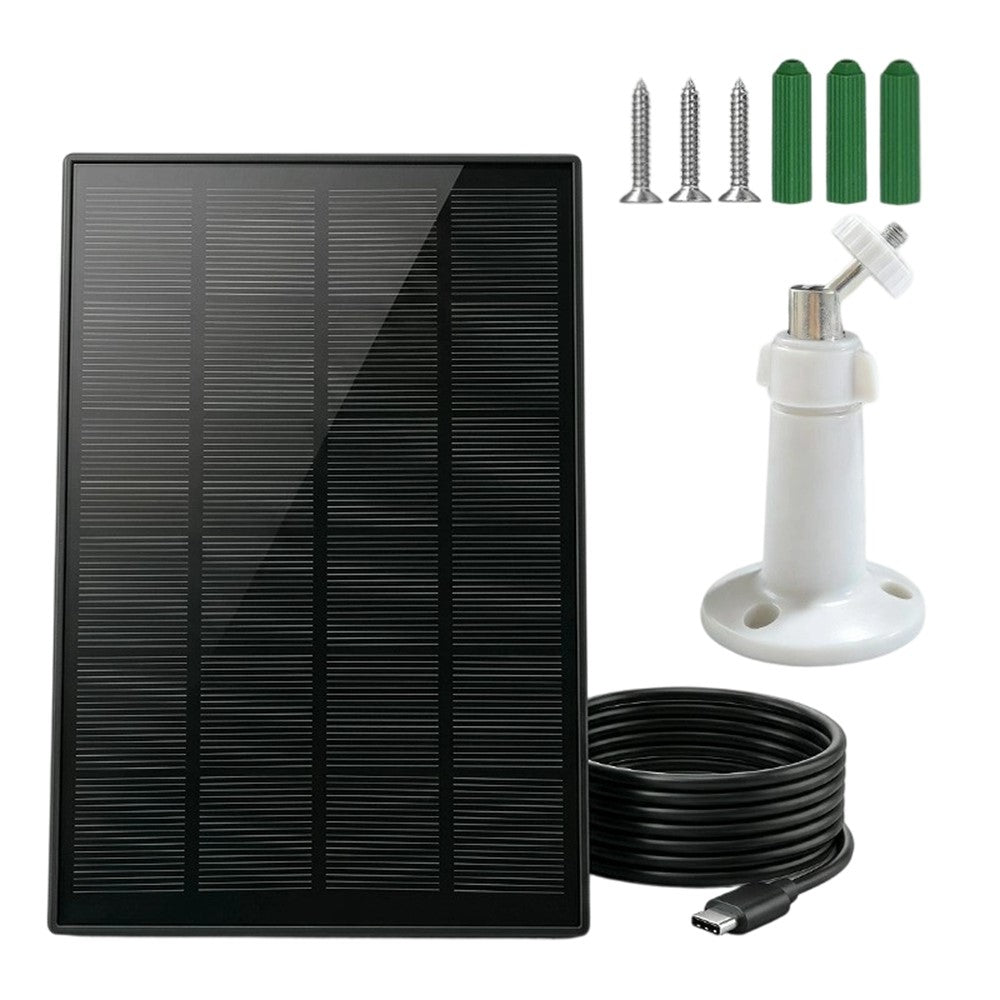 2W 5V Solar Panel 22.5% Efficiency Type-C Charging Board for Security Camera Monitoring