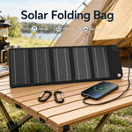 12W Solar Panel Charger 5-Fold Portable Solar Power Bank with USB-C Output for Outdoor Camping