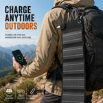 12W Solar Panel Charger 5-Fold Portable Solar Power Bank with USB-C Output for Outdoor Camping