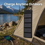 12W Solar Panel Charger 5-Fold Portable Solar Power Bank with USB-C Output for Outdoor Camping