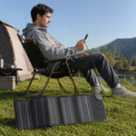 12W Solar Panel Charger 5-Fold Portable Solar Power Bank with USB-C Output for Outdoor Camping