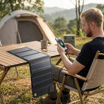 12W Solar Panel Charger 5-Fold Portable Solar Power Bank with USB-C Output for Outdoor Camping