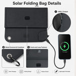 12W Solar Panel Charger 5-Fold Portable Solar Power Bank with USB-C Output for Outdoor Camping