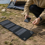 10W Solar Panel Charger 4-Fold Portable Power Bank with USB-C Output for Outdoor Camping