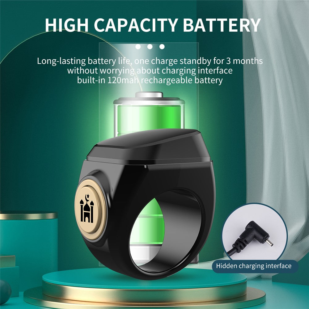 20mm Tasbih Zikr Smart Ring Bluetooth-compatible Digital Counter with Azan Alarm Prayer Reminder