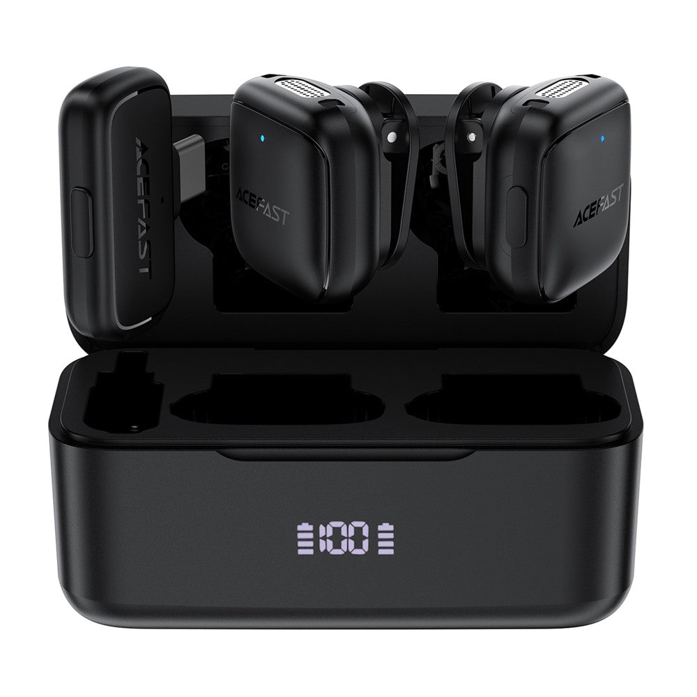 ACEFAST R6 Dual Wireless Lavalier Microphone AI Noise Reduction 360° Pickup 25ms Low Latency