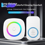 A6 Wireless Doorbell 300m Range 60 Melodies with Colorful LED Light, 1 Transmitter + 1 Receiver