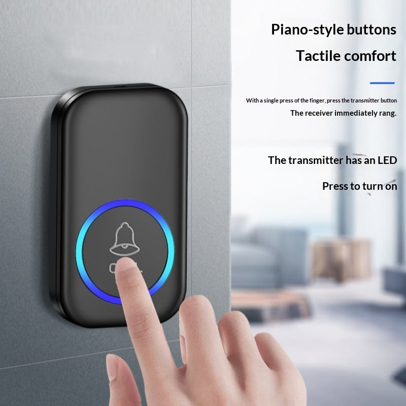A6 Wireless Doorbell 300m Range 60 Melodies with Colorful LED Light, 1 Transmitter + 1 Receiver