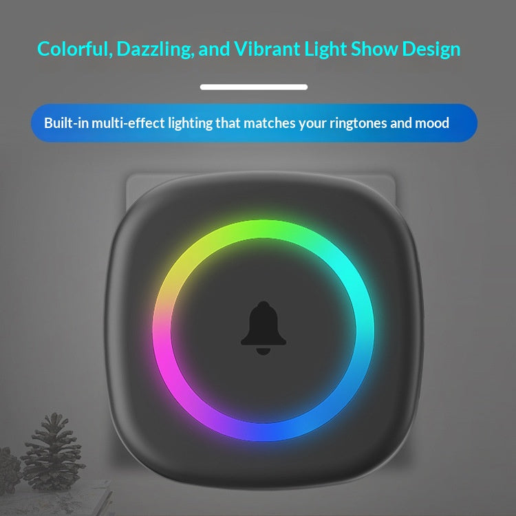A6 Wireless Doorbell 300m Range 60 Melodies with Colorful LED Light, 1 Transmitter + 1 Receiver