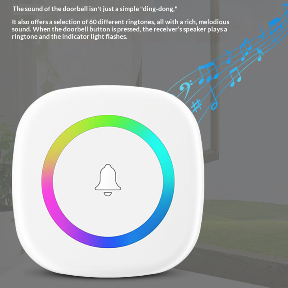 A6 300m Range 60 Melodies Plug-in Wireless Doorbell, 1 Transmitter + 2 Receivers