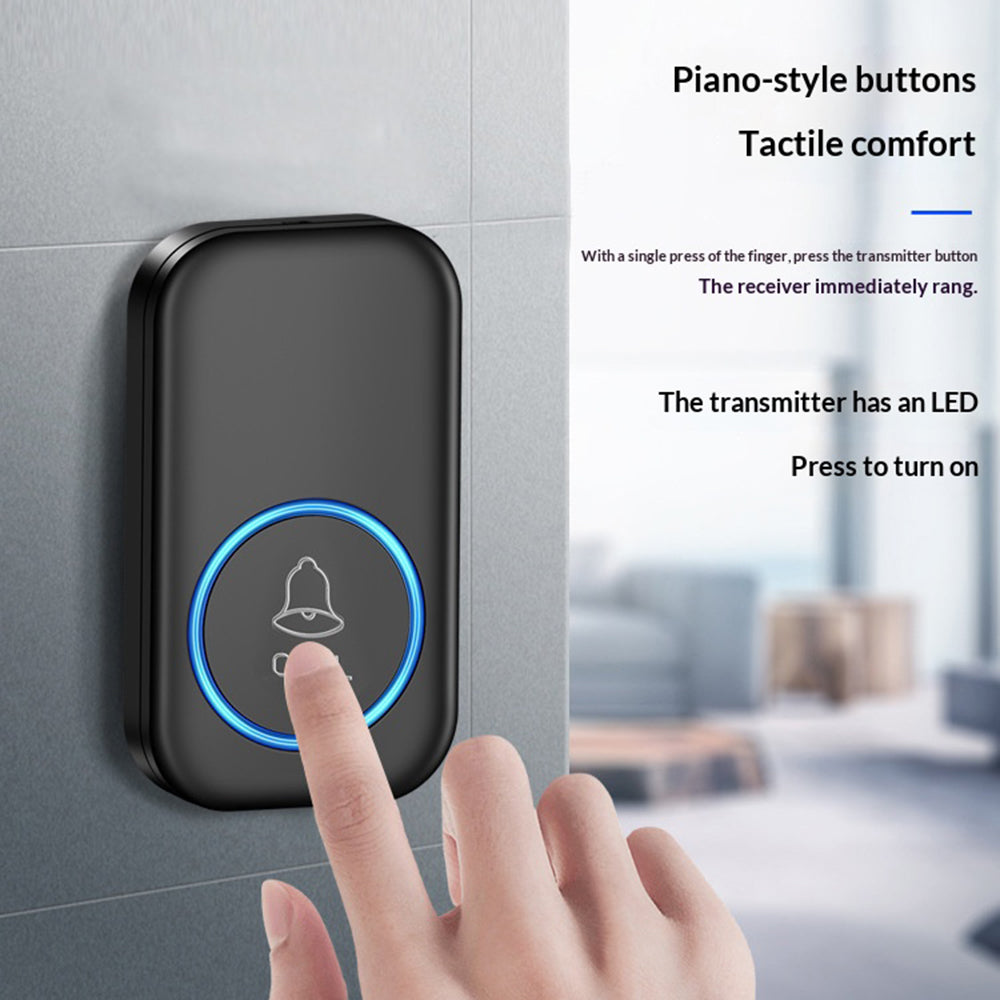 A6 300m Range 60 Melodies Plug-in Wireless Doorbell, 1 Transmitter + 2 Receivers
