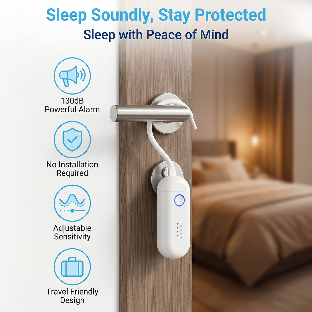 130dB Door Window Alarm Dual Mode Sound Light Flashing with Remote Control for Home Hotel