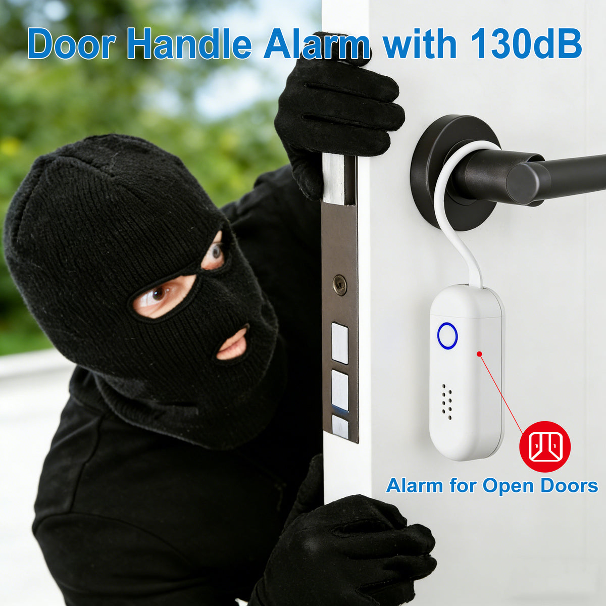 130dB Door Window Alarm Dual Mode Sound Light Flashing with Remote Control for Home Hotel