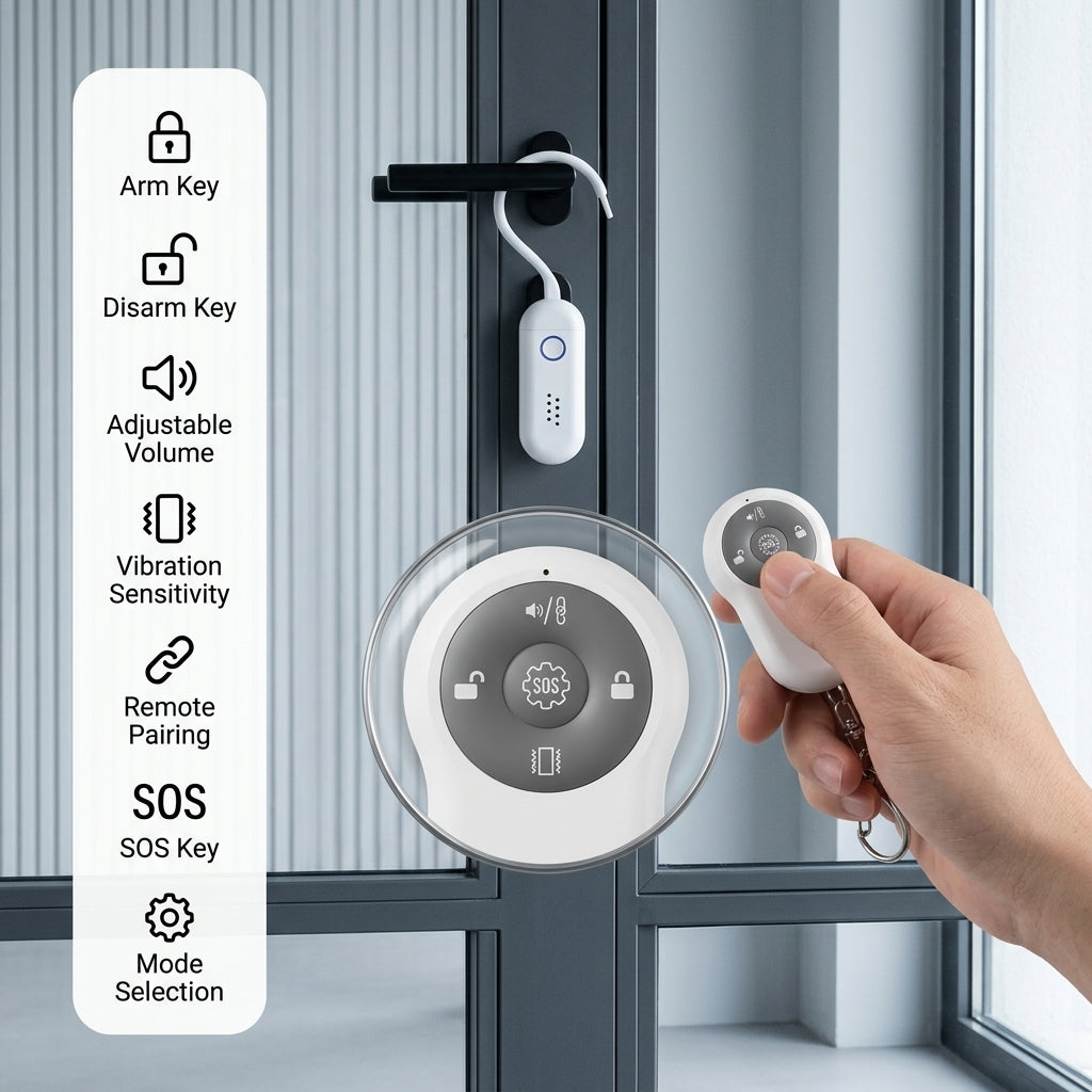 130dB Door Window Alarm Dual Mode Sound Light Flashing with Remote Control for Home Hotel