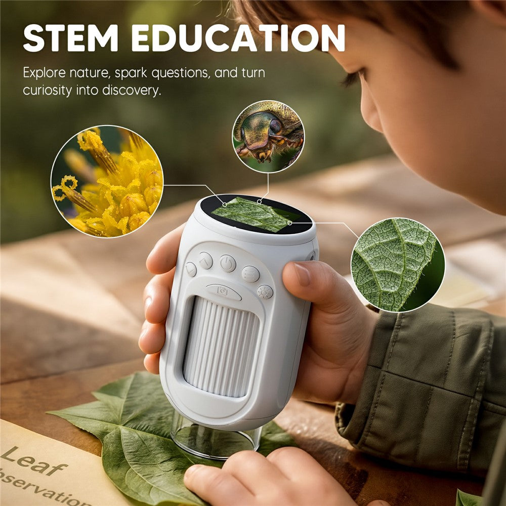388 Portable Children Digital Microscope 1.54 Inch 1000X Zoom 8 LED Rechargeable Microscope for Nature