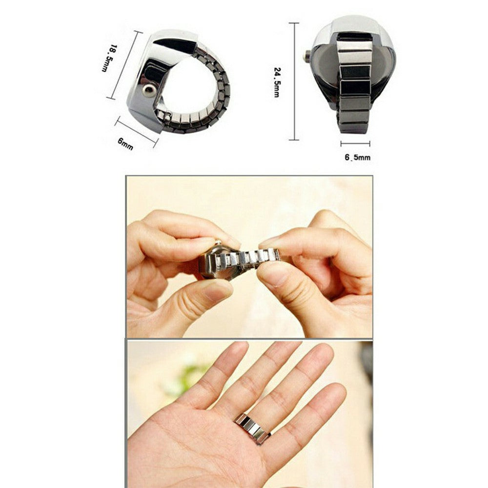 KS J-015 Retroblomsterdesign Mini Digital Pointerring Quartzur med Strækrem til Mænd Kvinder