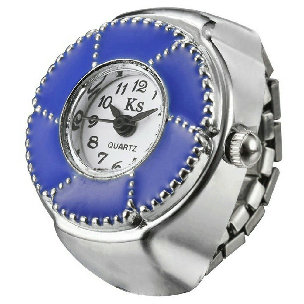 KS J-015 Retroblomsterdesign Mini Digital Pointerring Quartzur med Strækrem til Mænd Kvinder