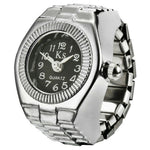 BOZHI J-008 Mini Retro Digital Pointer Ring Quartz Watch Stretch Band for 5cm-6.5cm Finger