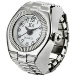 BOZHI J-008 Mini Retro Digital Pointer Ring Quartz Watch Stretch Band for 5cm-6.5cm Finger