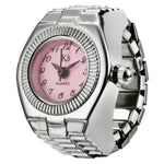 BOZHI J-008 Mini Retro Digital Pointer Ring Quartz Watch Stretch Band for 5cm-6.5cm Finger