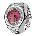 BOZHI J-008 Mini Retro Digital Pointer Ring Quartz Watch Stretch Band for 5cm-6.5cm Finger