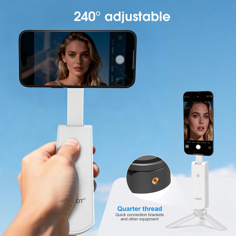 YUSSOT 3-i-1 Håndholdt Selfie Stick 15W Trådløs Oplader 10000mAh Magnetisk Powerbank med Foldbar Telefonholder til Rejse-Vlogging