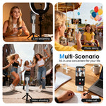YUSSOT 3-i-1 Håndholdt Selfie Stick 15W Trådløs Oplader 10000mAh Magnetisk Powerbank med Foldbar Telefonholder til Rejse-Vlogging
