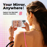 AHASTYLE WG206 Silicone Suction Cup Phone Mount Sticky Phone Grip Built-in Mirror for Selfie Makeup Video Calls