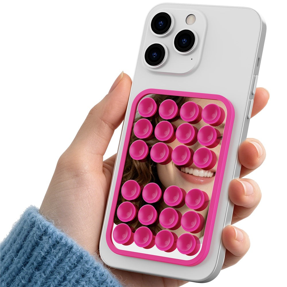 AHASTYLE WG206 Silicone Suction Cup Phone Mount Sticky Phone Grip Built-in Mirror for Selfie Makeup Video Calls