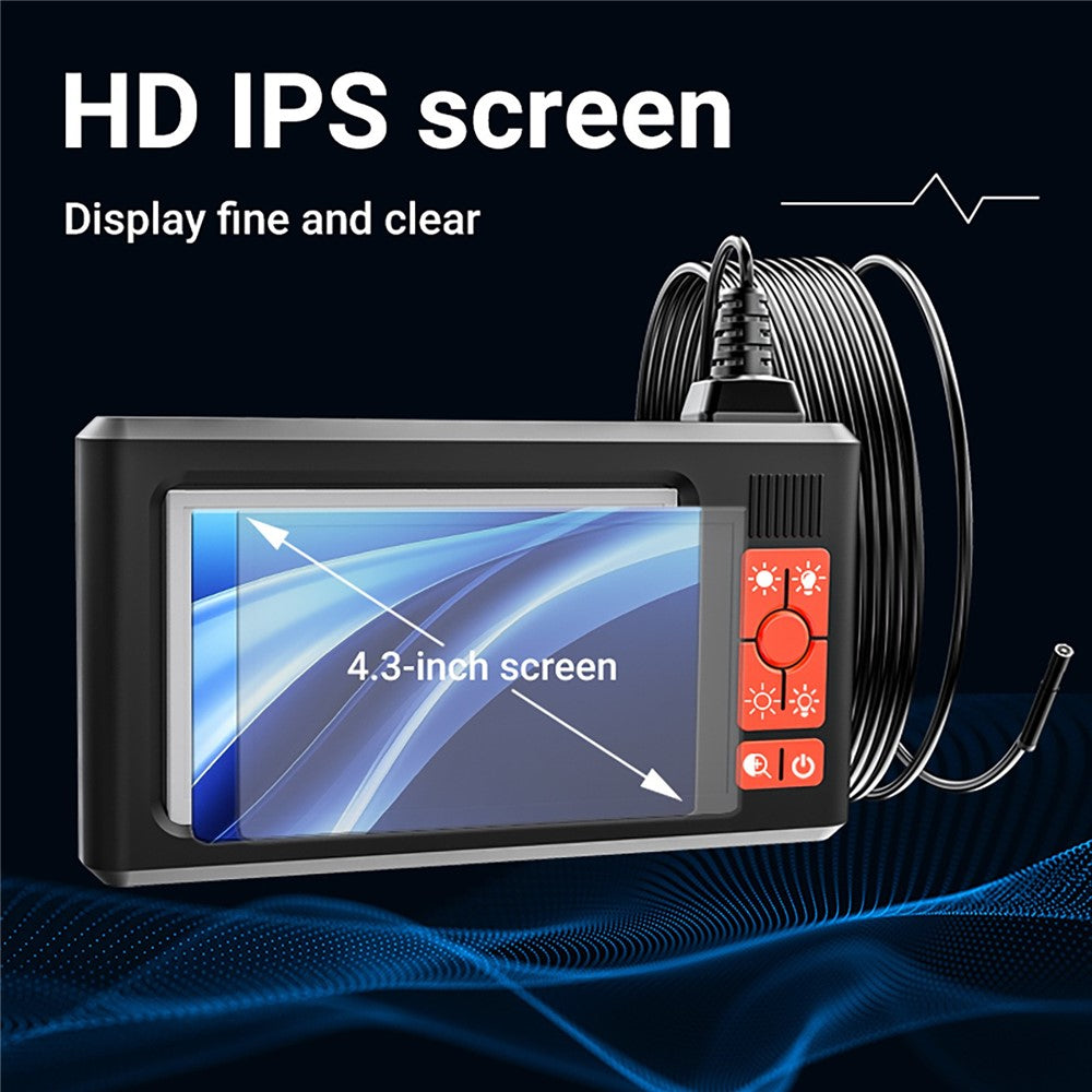 G60 Industrial Borescope with 5m Cable 5.5mm Single Lens 4.3 Inch IPS Screen IP67 Waterproof 6-LED Light for Automotive Inspection