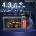 G60 Industrial Borescope with 10m Cable 5.5mm Single Lens 4.3 Inch IPS Screen IP67 Waterproof 6-LED Light for Automotive Inspection