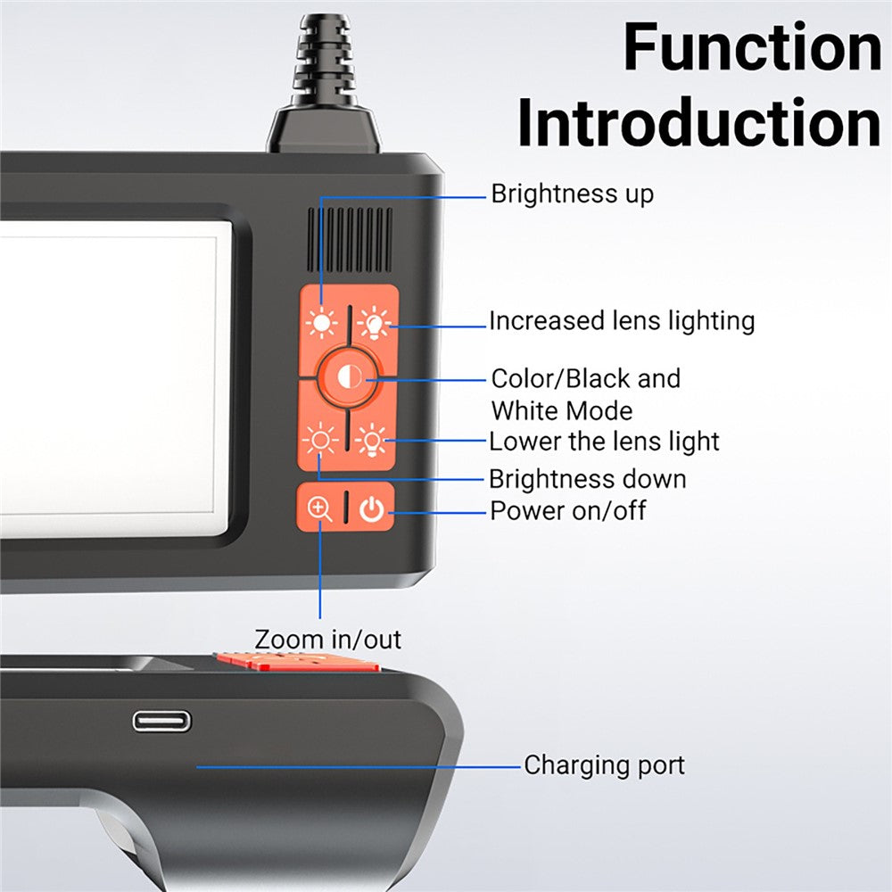 G60 Industrial Borescope with 20m Cable 5.5mm Single Lens 4.3 Inch IPS Screen IP67 Waterproof 6-LED Light for Automotive Inspection