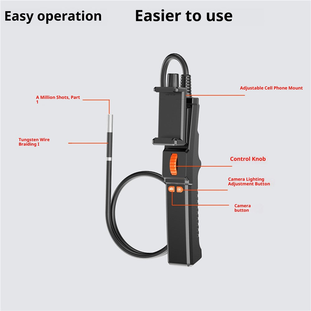 Z01 USB Endoscope with 1m Cable 6.5mm Single Lens Dual Direction Borescope Camera for iOS Android Automotive Plumbing Pipe Detection