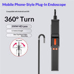 Z01 USB Endoscope with 1.5m Cable 6.5mm Single Lens Dual Direction Borescope Camera for iOS Android Automotive Plumbing Pipe Detection