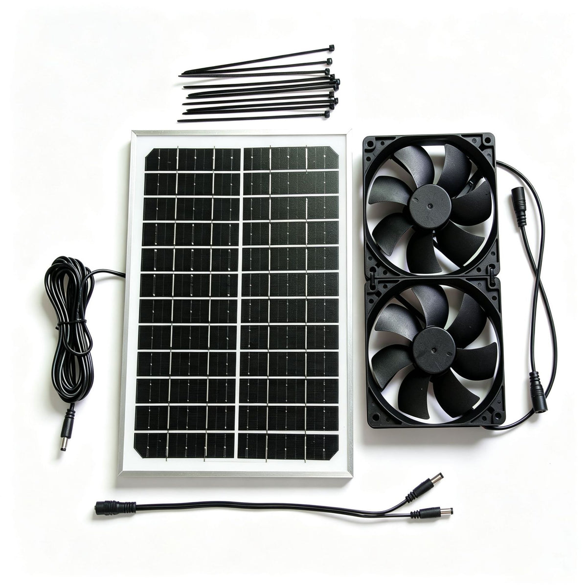 10W 12V Solar Panel Dual 120mm Exhaust Fan for Chicken Cat Pet Coop Cooling Air Circulation