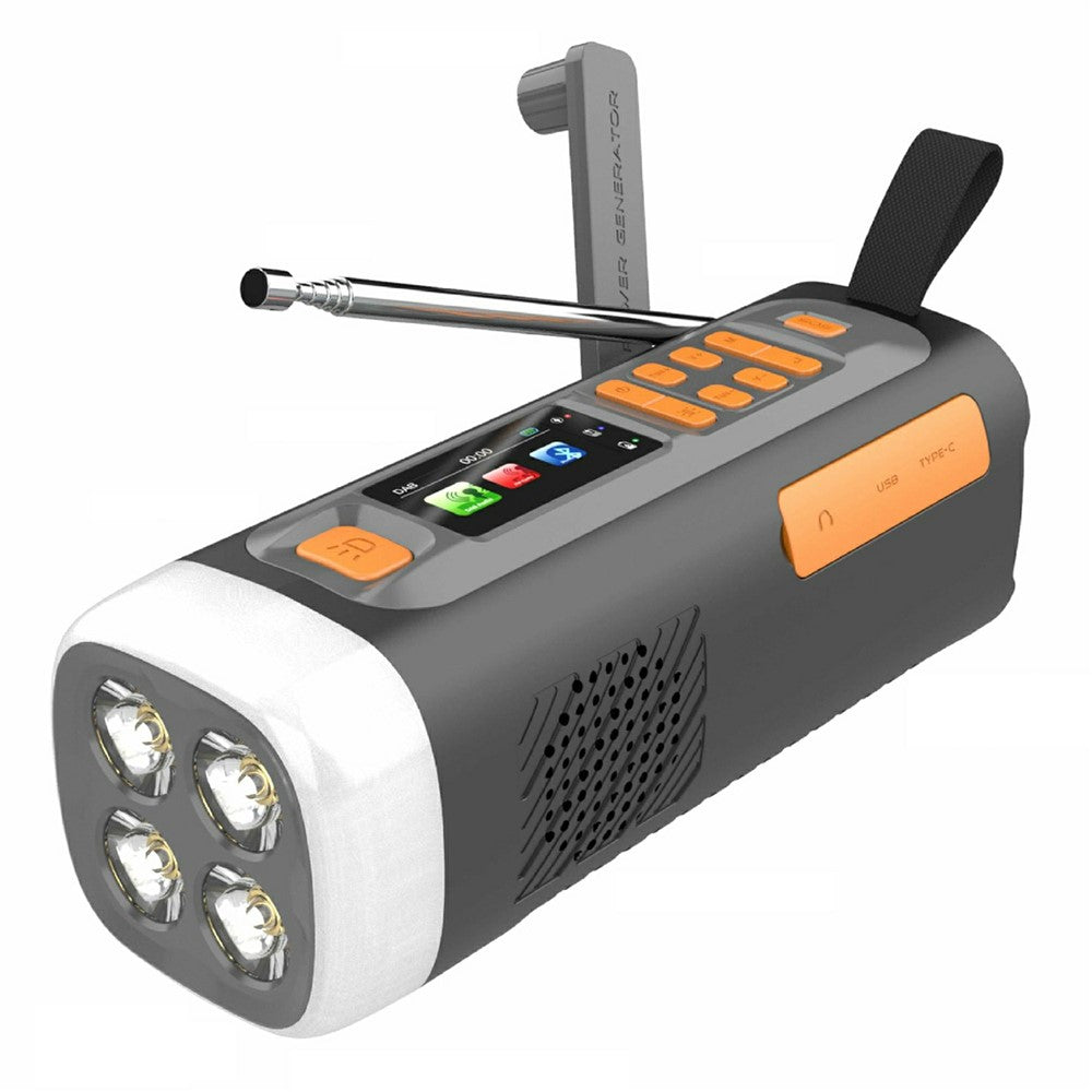 LR-7D Solar Hand Crank Radio DAB FM Bluetooth-compatible Color LCD 4500mAh Power Bank 4W LED Flashlight for Outdoor Camping
