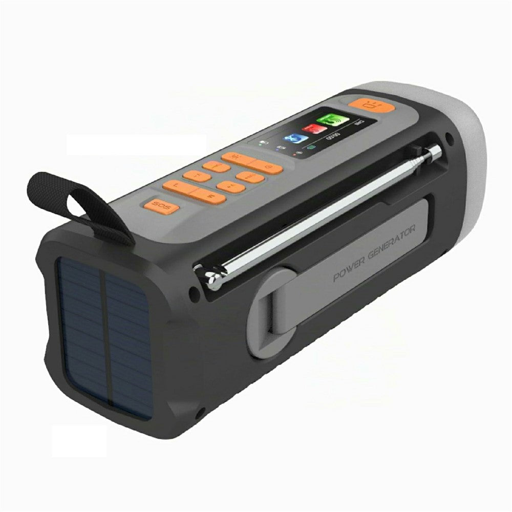 LR-7D Solar Hand Crank Radio DAB FM Bluetooth-compatible Color LCD 4500mAh Power Bank 4W LED Flashlight for Outdoor Camping
